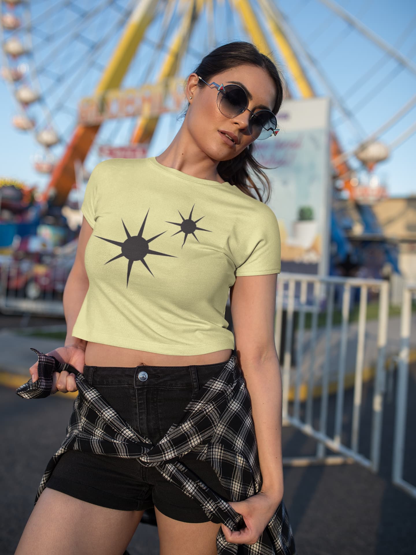 WOMENS BUTTER YELLOW CROP TOP