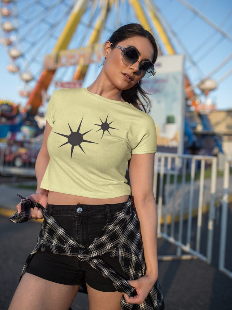 WOMENS BUTTER YELLOW CROP TOP