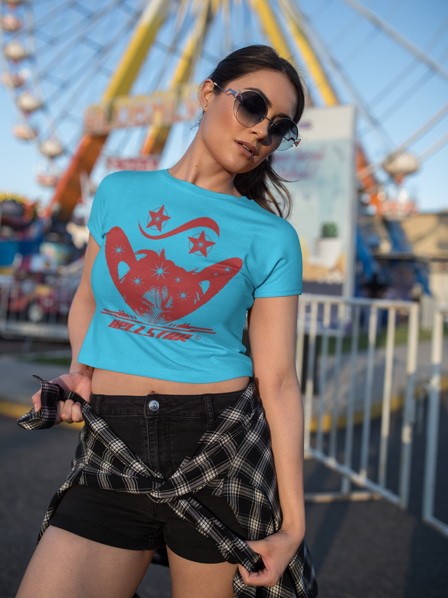 Women's Sky Blue Crop Tops