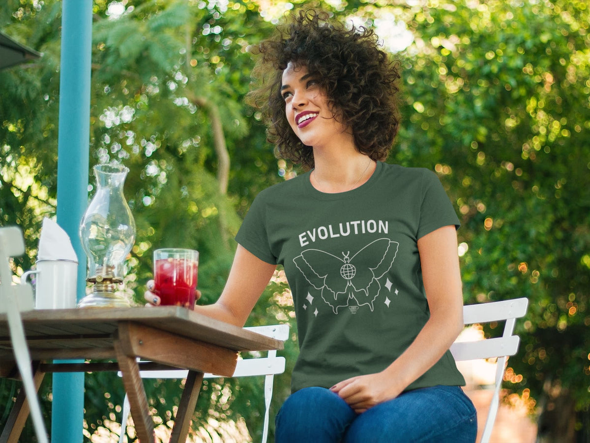 Karavirs® Evolution Olive Green graphic tee for women India