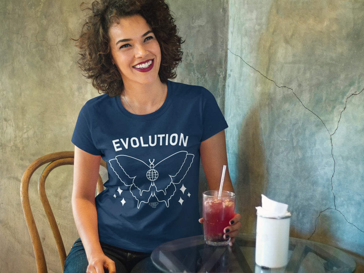 Karavirs® Evolution Navy Blue graphic tee for women India