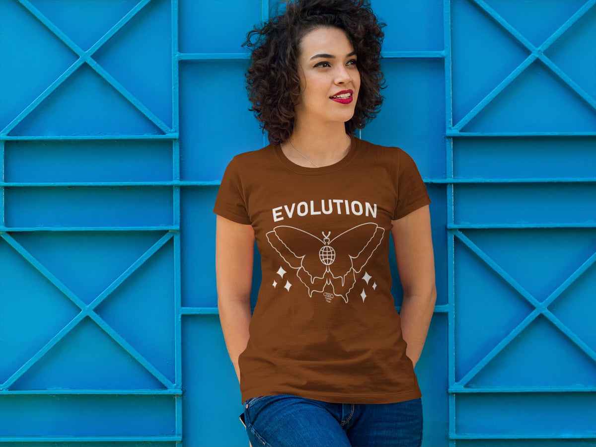 Karavirs® Evolution Coffee Brown graphic tee for women India
