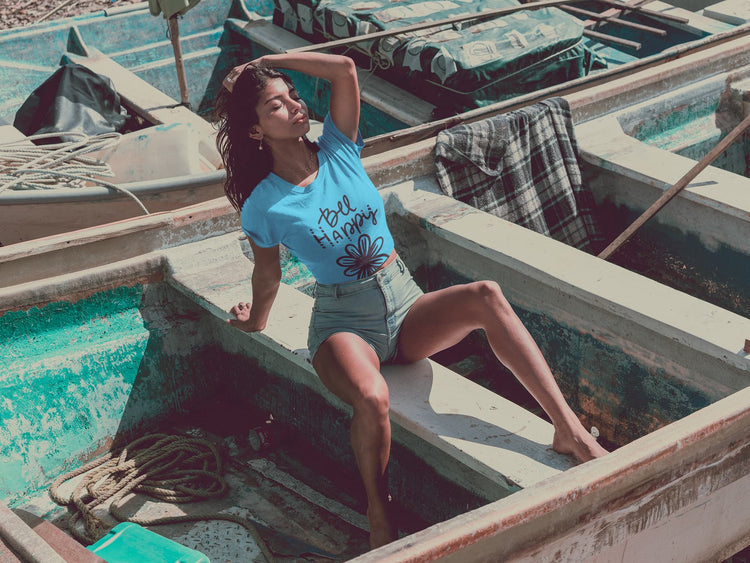 Women’s Sky Blue Round Neck T-shirts