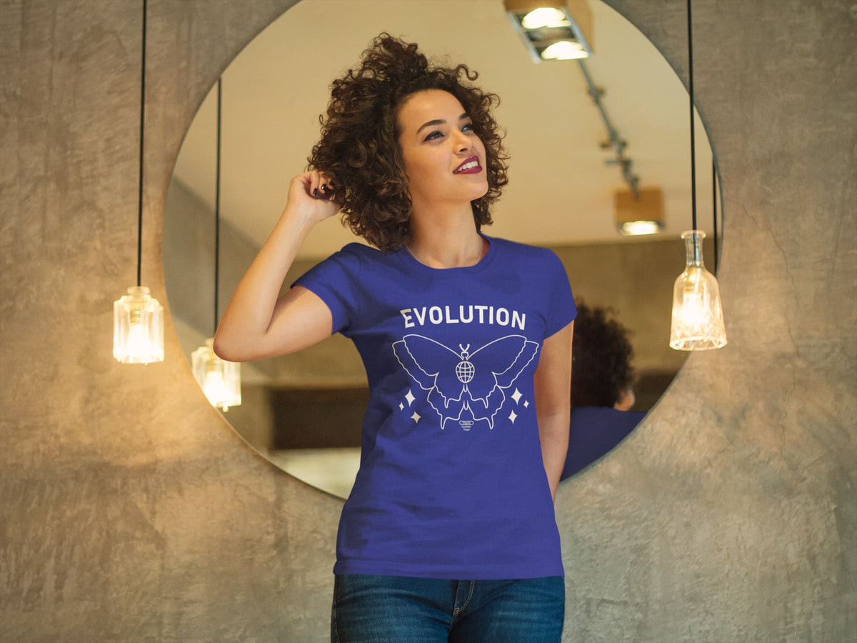 Karavirs® Evolution Royal Blue graphic tee for women India