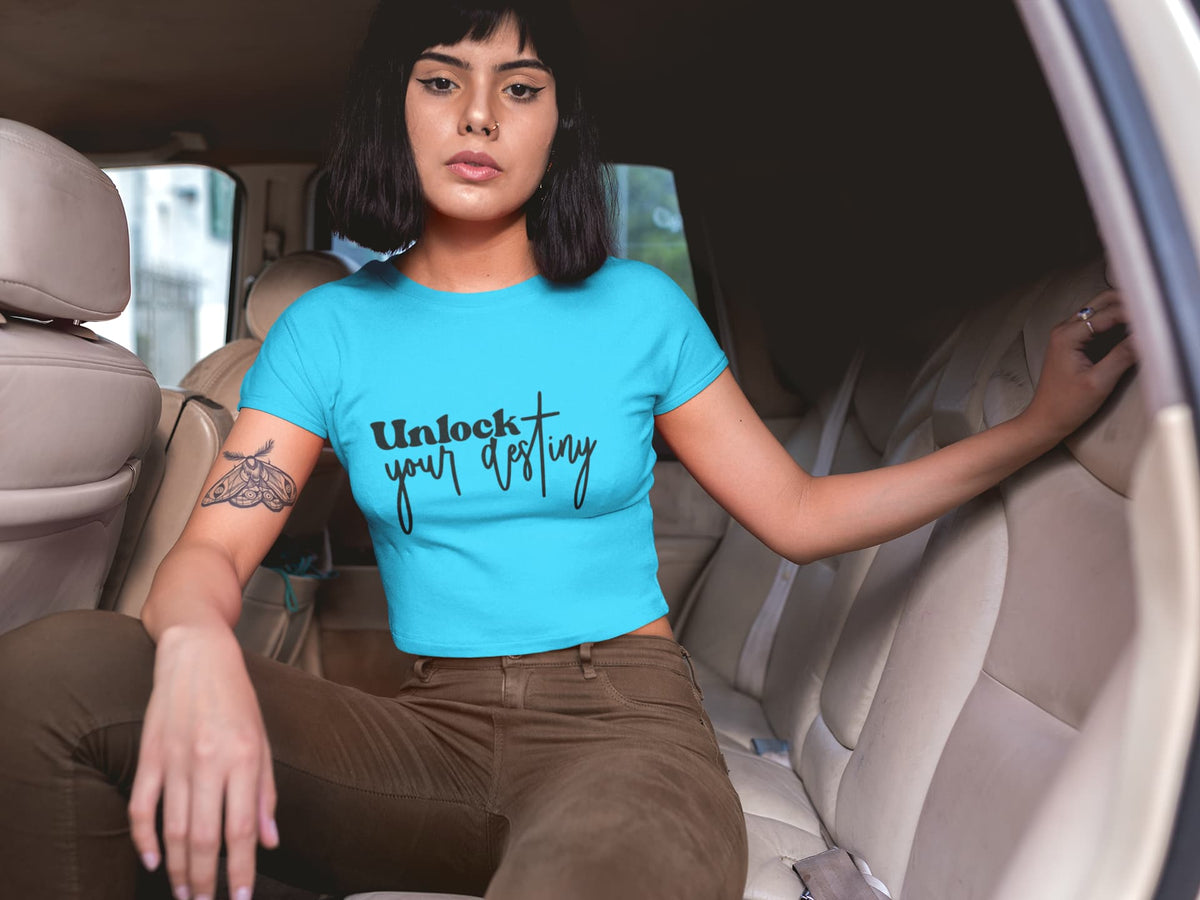 Karavirs® Unlock Sky Blue crop top for women India