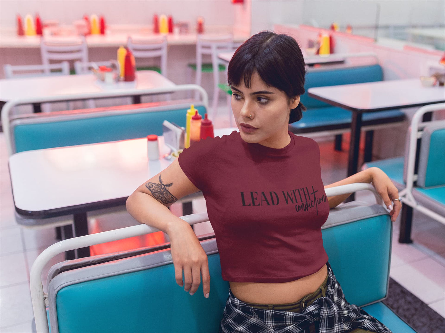 WOMENS MAROON CROP TOP