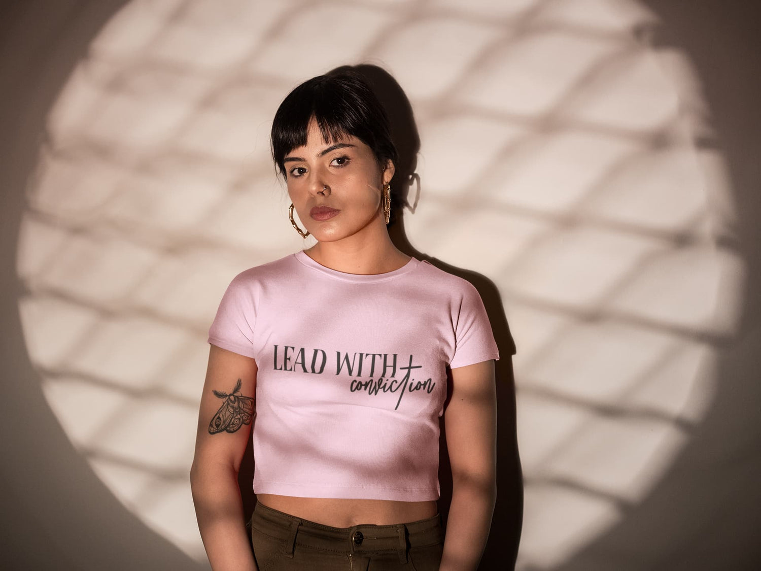 WOMENS LIGHT PINK CROP TOP