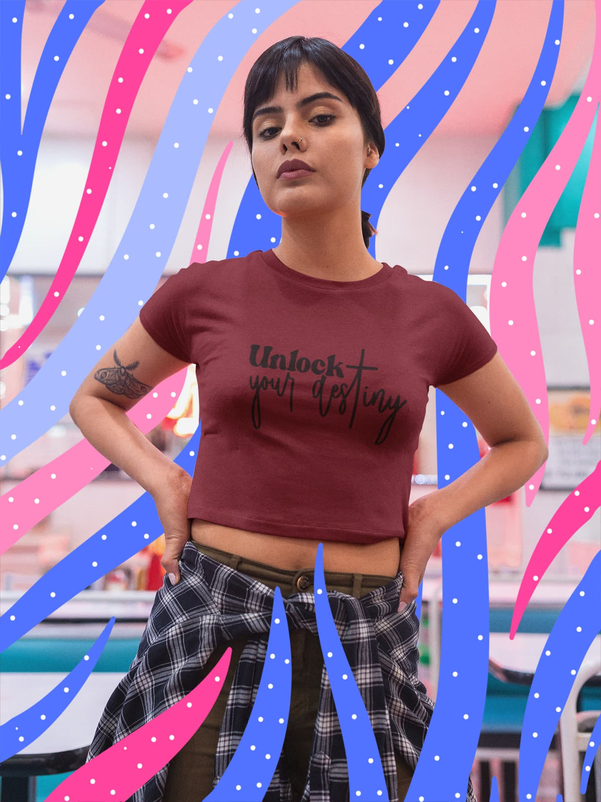 Karavirs® Unlock Maroon crop top for women India