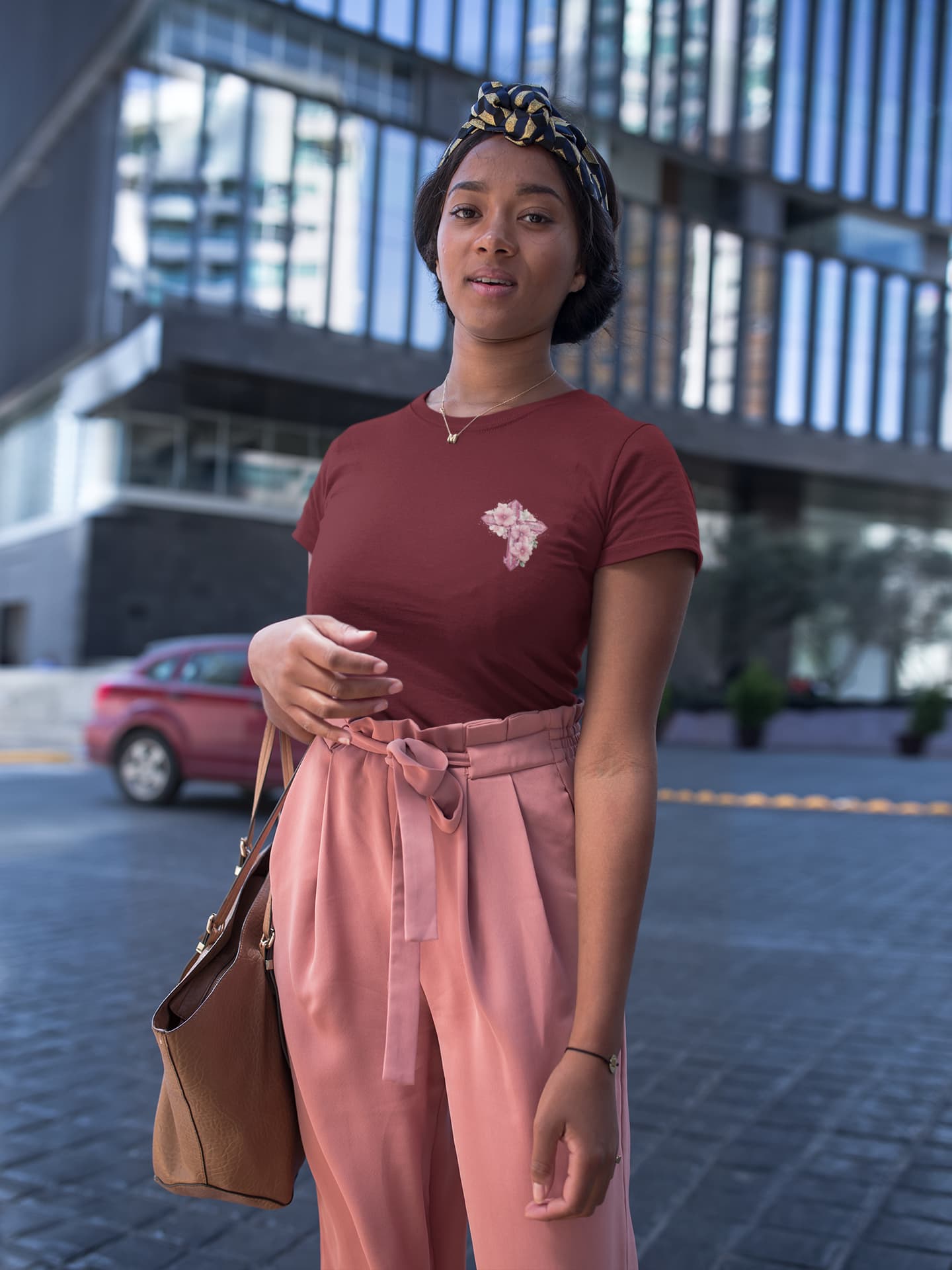 Women's Maroon Round Neck T-shirts