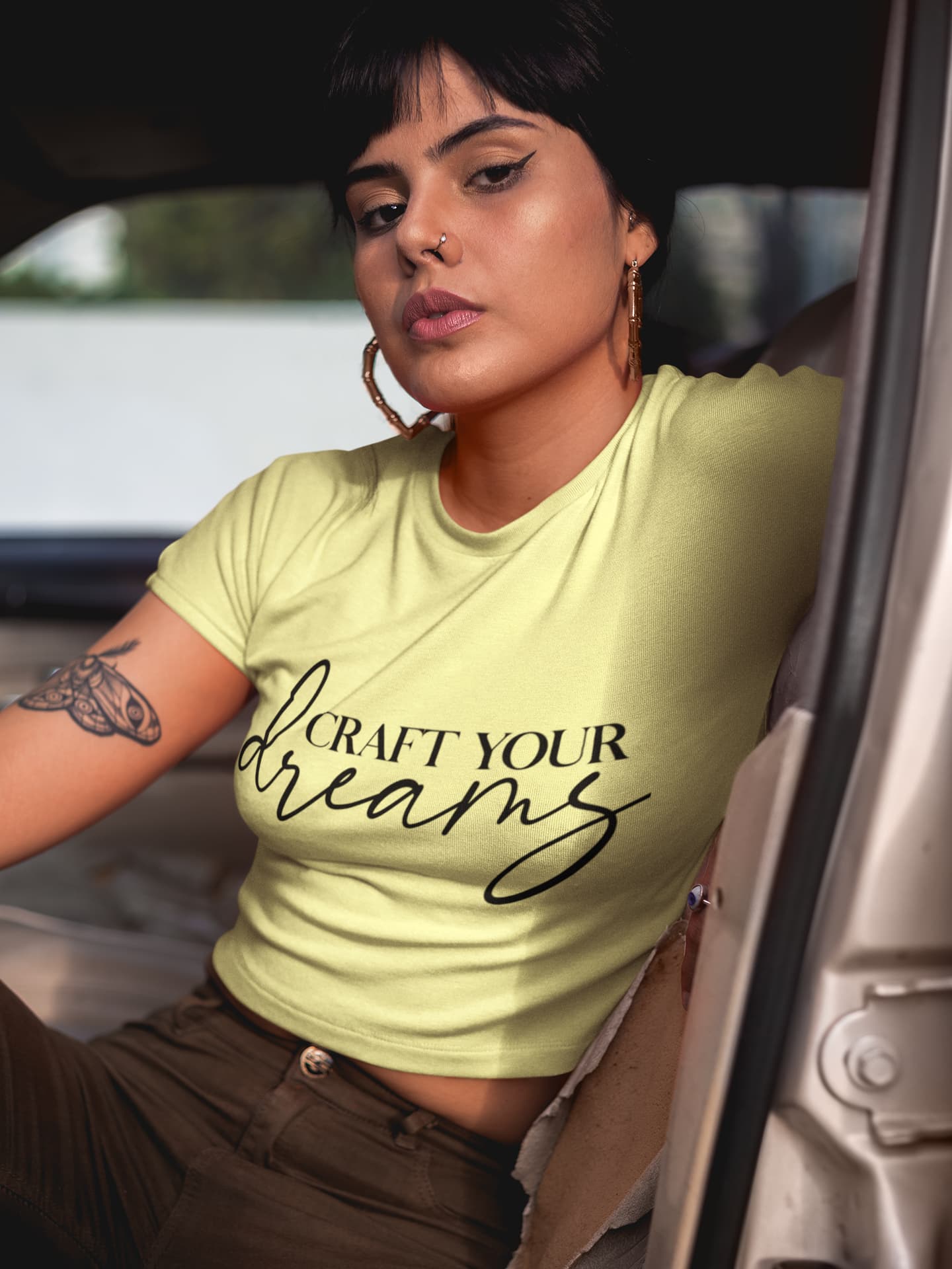WOMENS BUTTER YELLOW CROP TOP