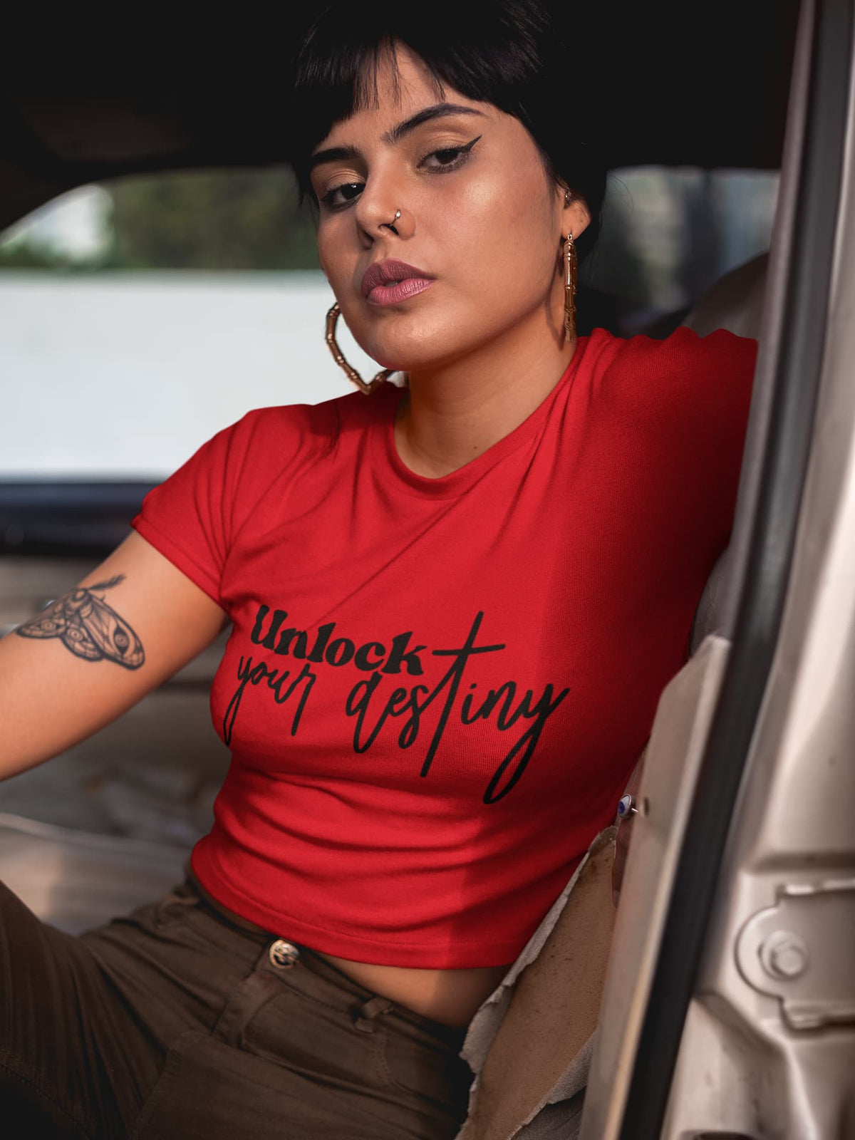 Karavirs® Unlock Red crop top for women India
