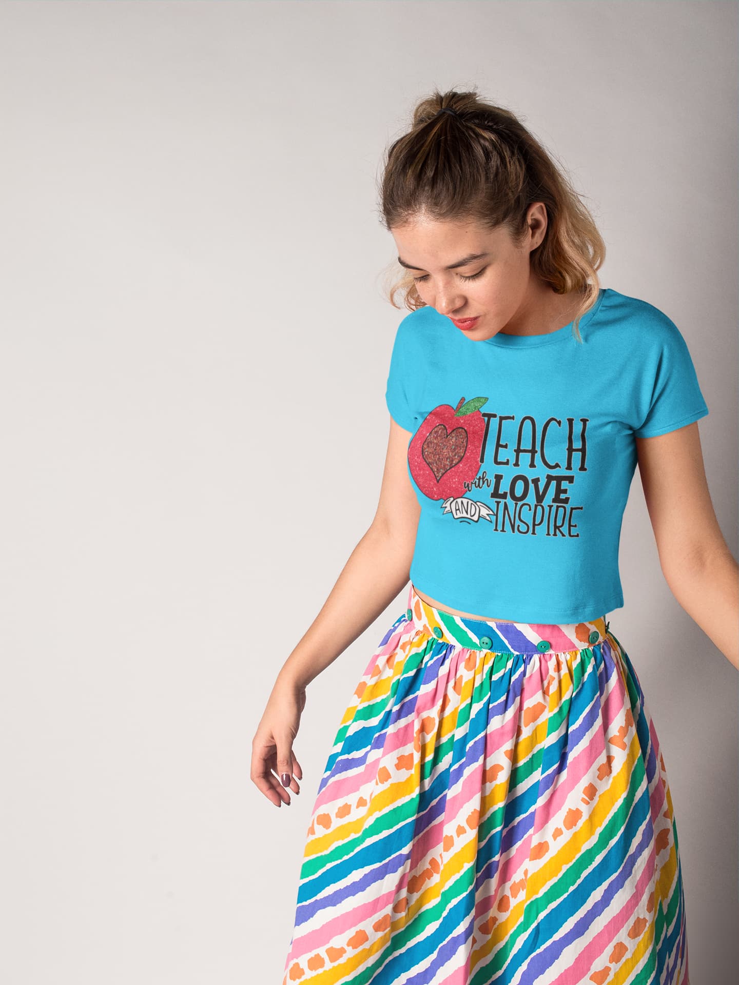 Women's Sky Blue Crop Tops