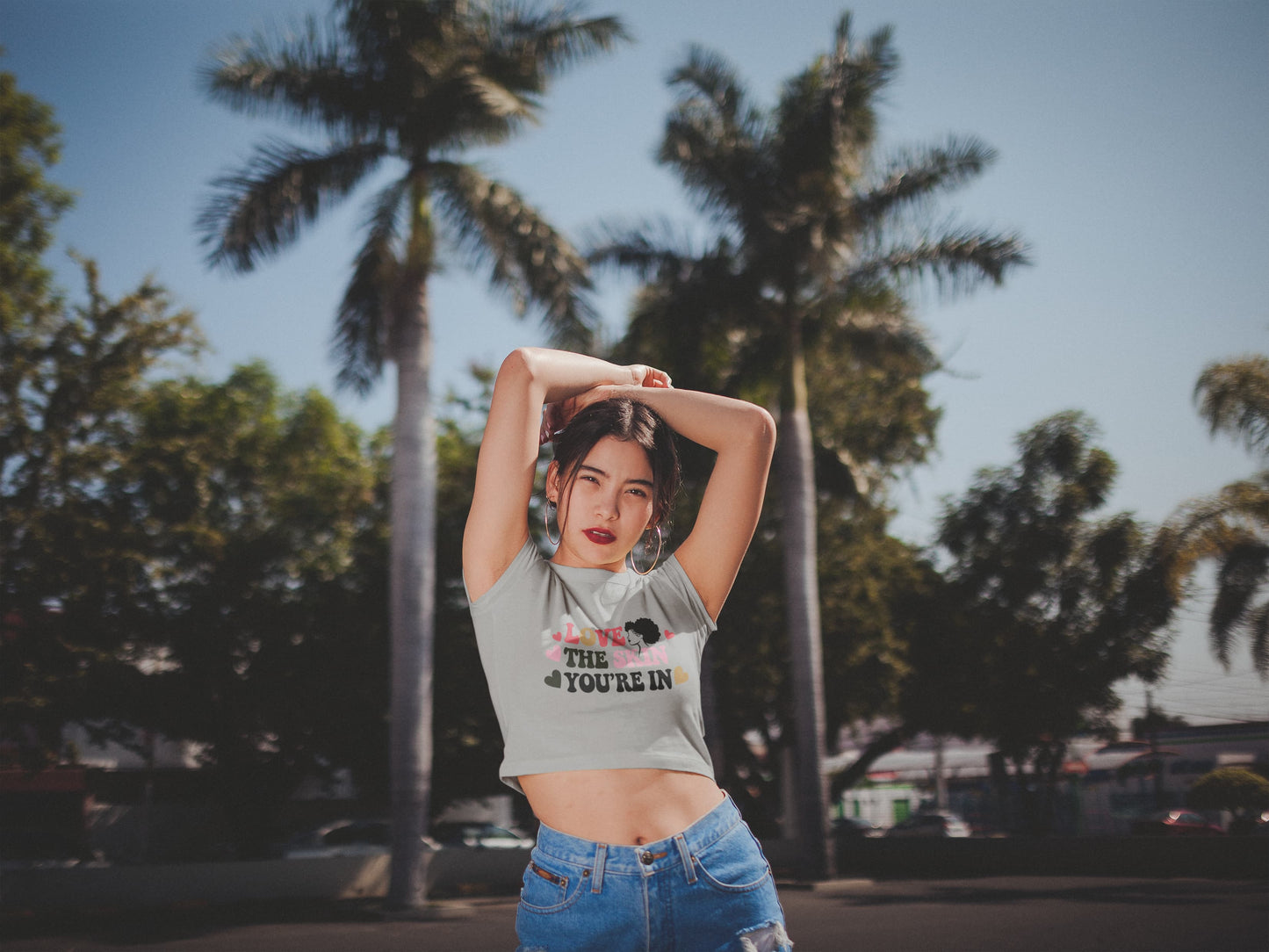 Women's Melange Grey Crop Tops