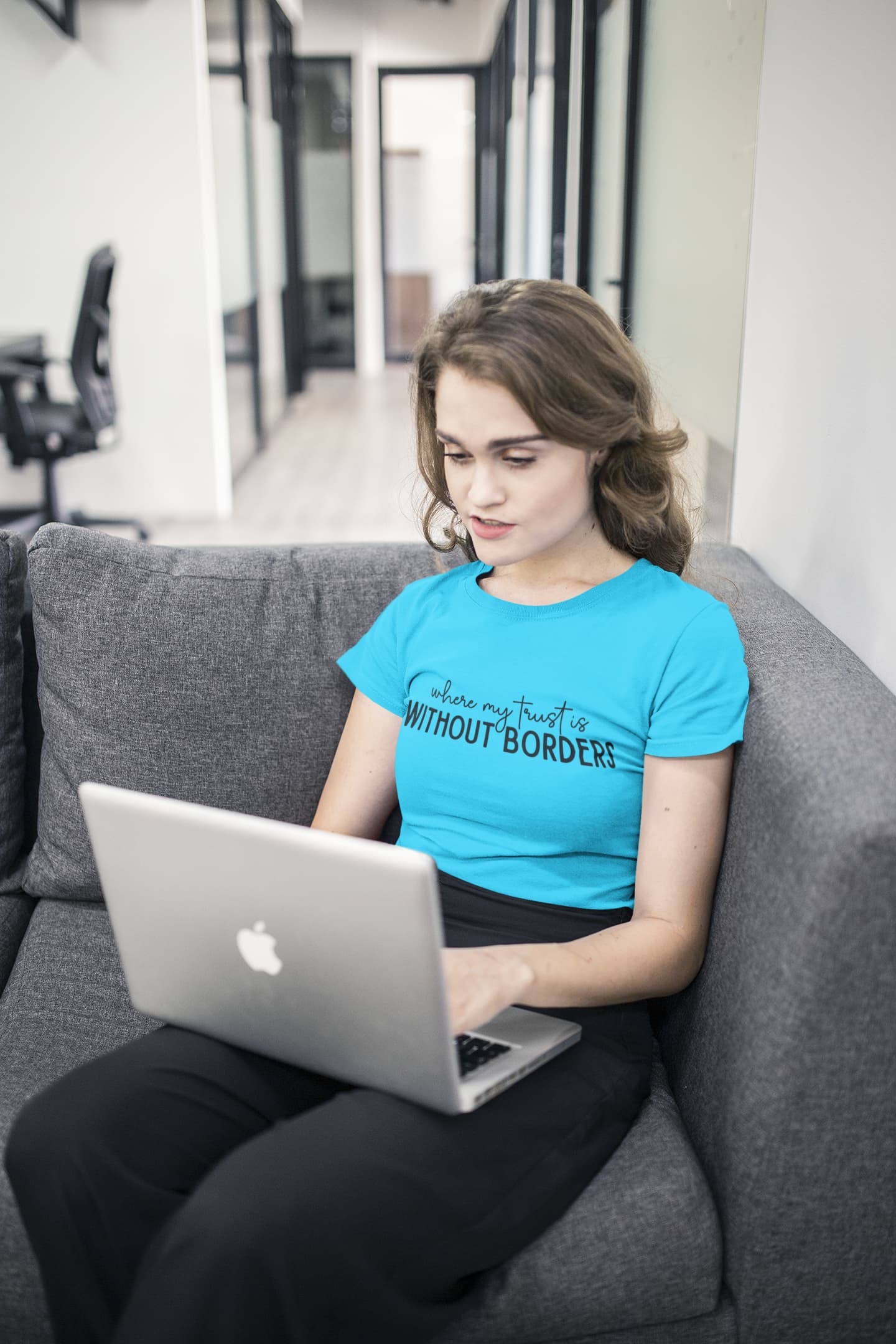 Women's Sky Blue Round Neck T-shirts