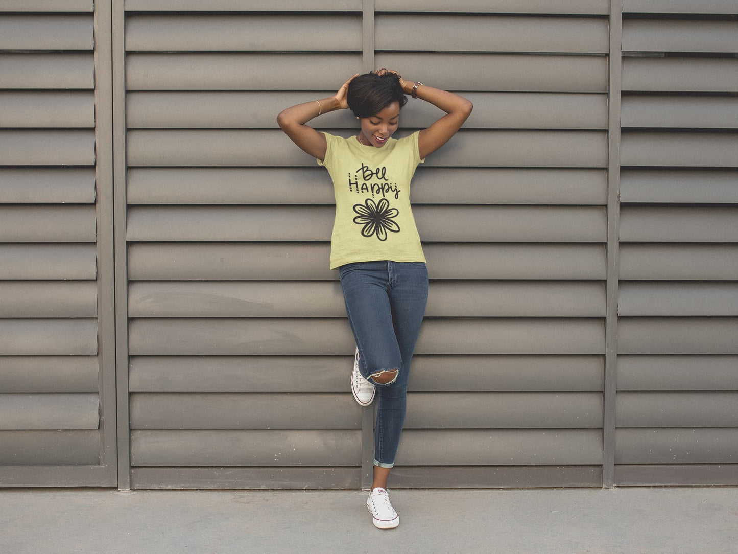 Women’s Butter Yellow Round Neck T-shirts