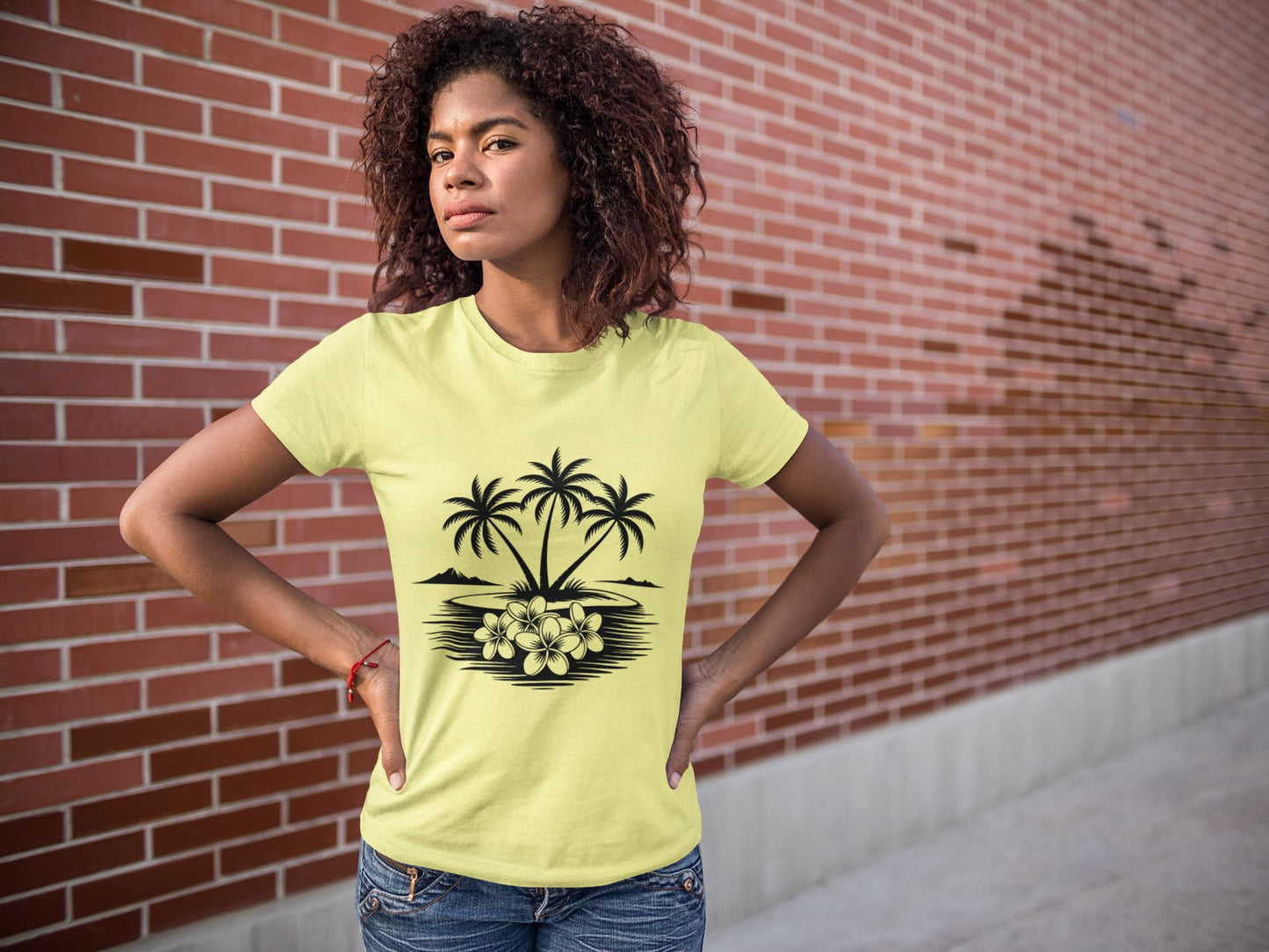Women's Butter Yellow Round Neck T-shirts